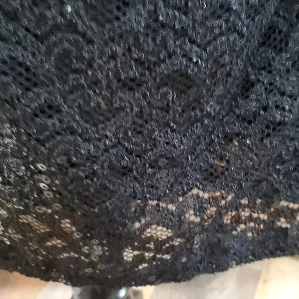 R&M Richard's cold shoulder black lace sequined dress new with tags